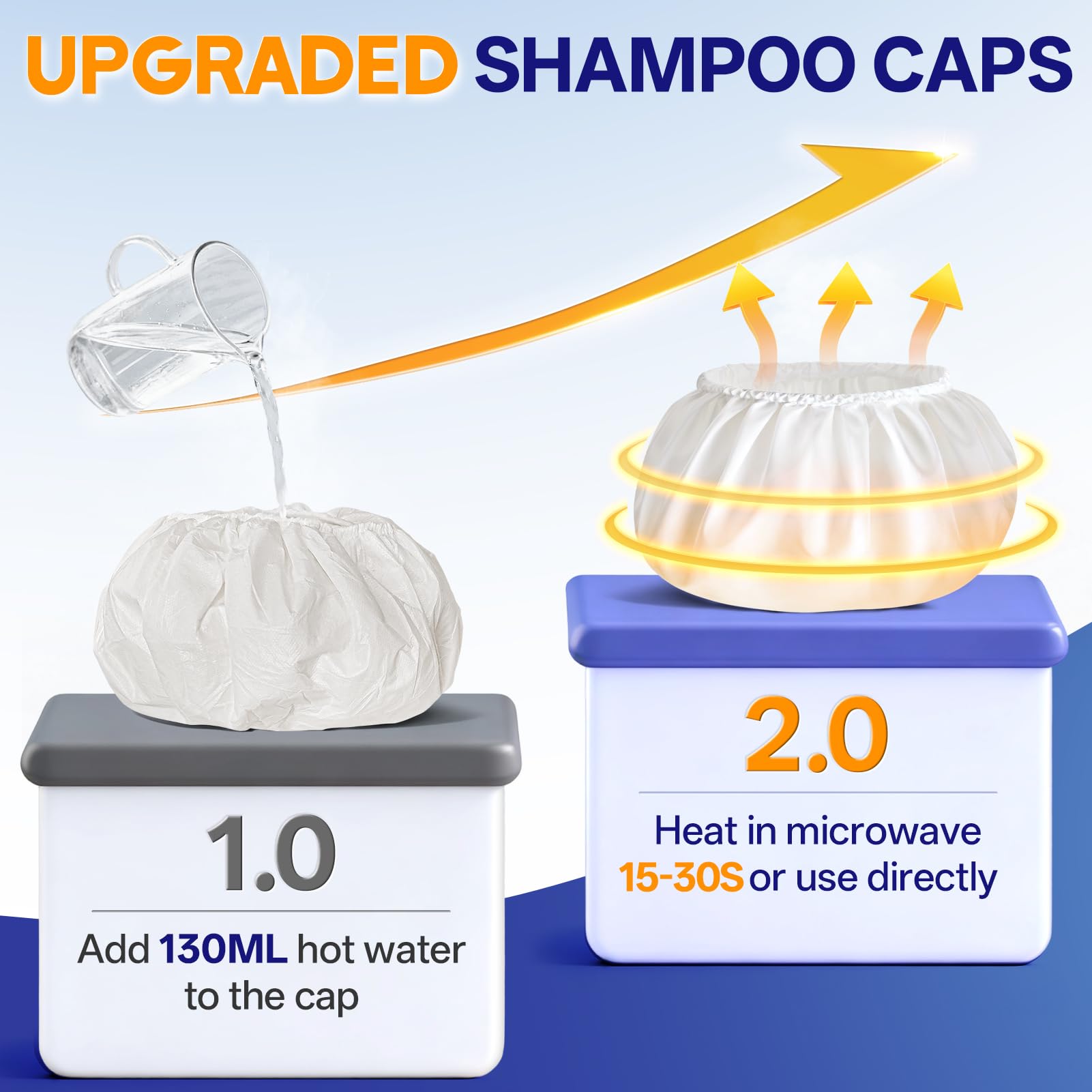 Tolnetr Shampoo Caps No Water Rinse Microwavable - 8 Pack | Bedridden Care & Camping
