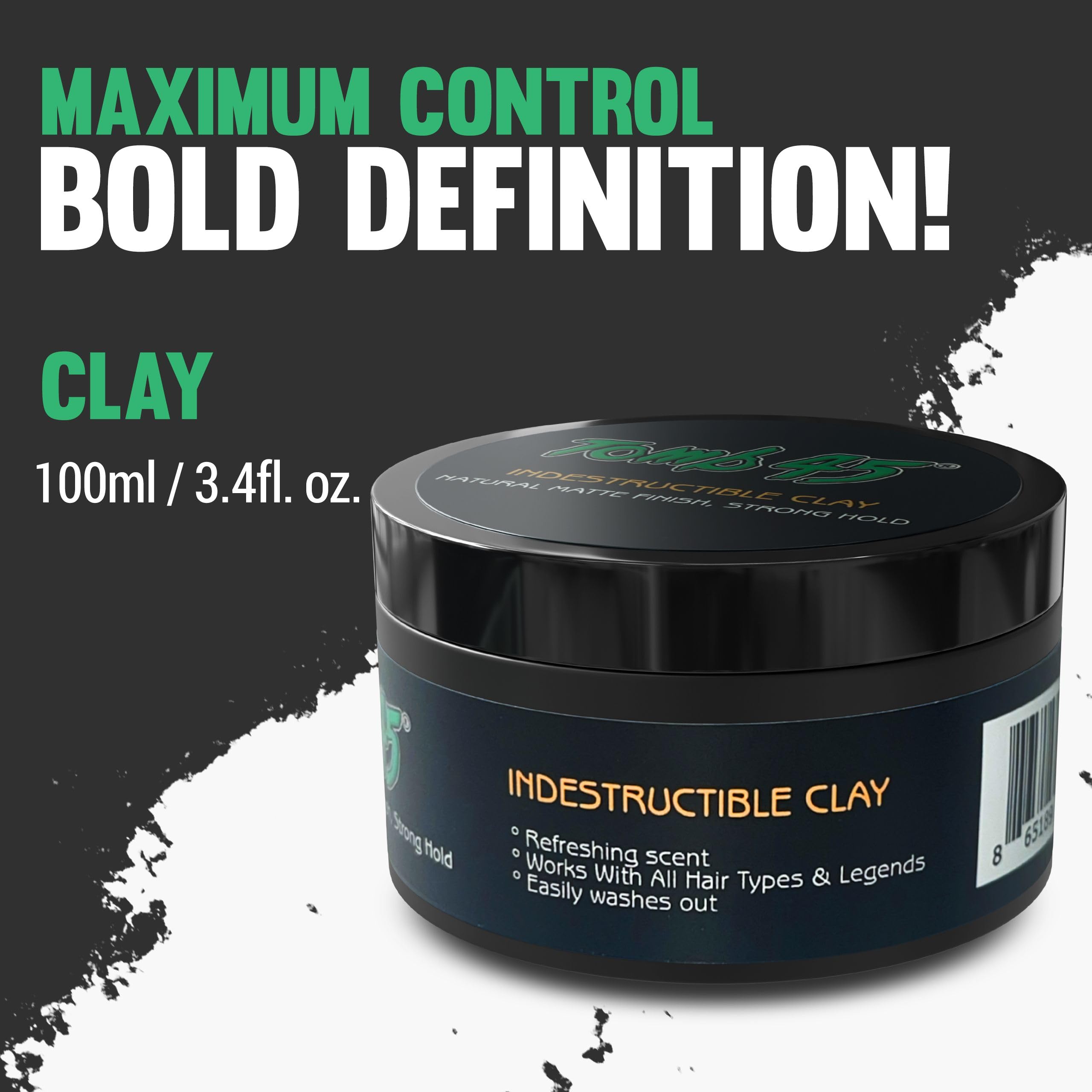 Tomb45 Indestructible Hair Clay: High Hold, Matte Finish, Water-Based