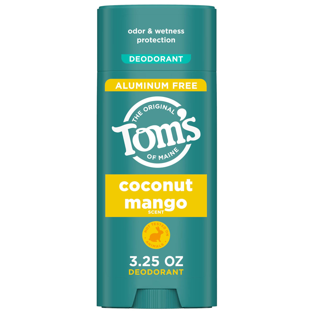Tom's of Maine Coconut Mango Aluminum-Free Natural Deodorant | Goes On Clear | Odor & Wetness Protection | 3.25 oz