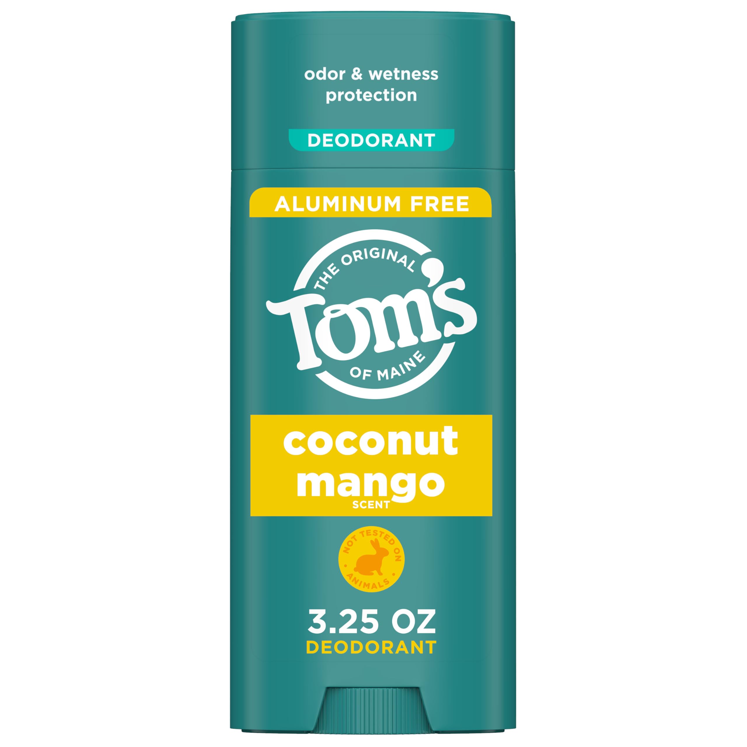 Tom's of Maine Coconut Mango Aluminum-Free Natural Deodorant | Goes On Clear | Odor & Wetness Protection | 3.25 oz