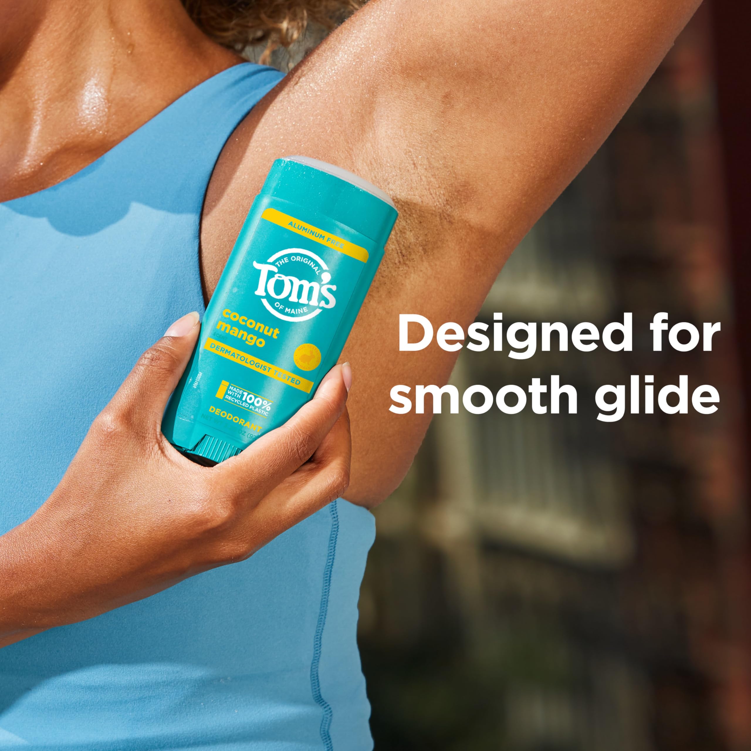 Tom's of Maine Coconut Mango Aluminum-Free Natural Deodorant | Goes On Clear | Odor & Wetness Protection | 3.25 oz