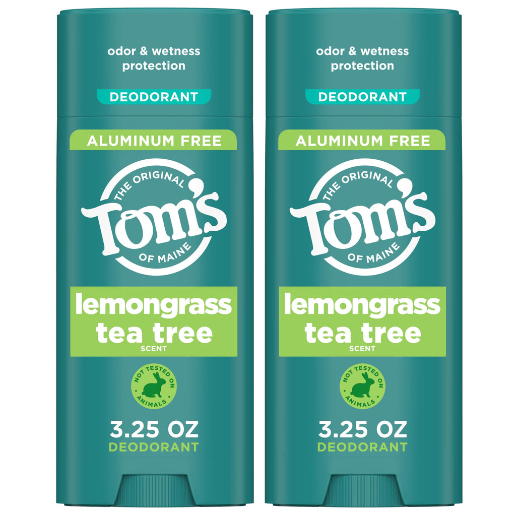 Tom's of Maine Lemongrass Tea Tree Aluminum-Free Deodorant – 2 Pack (3.25 oz)