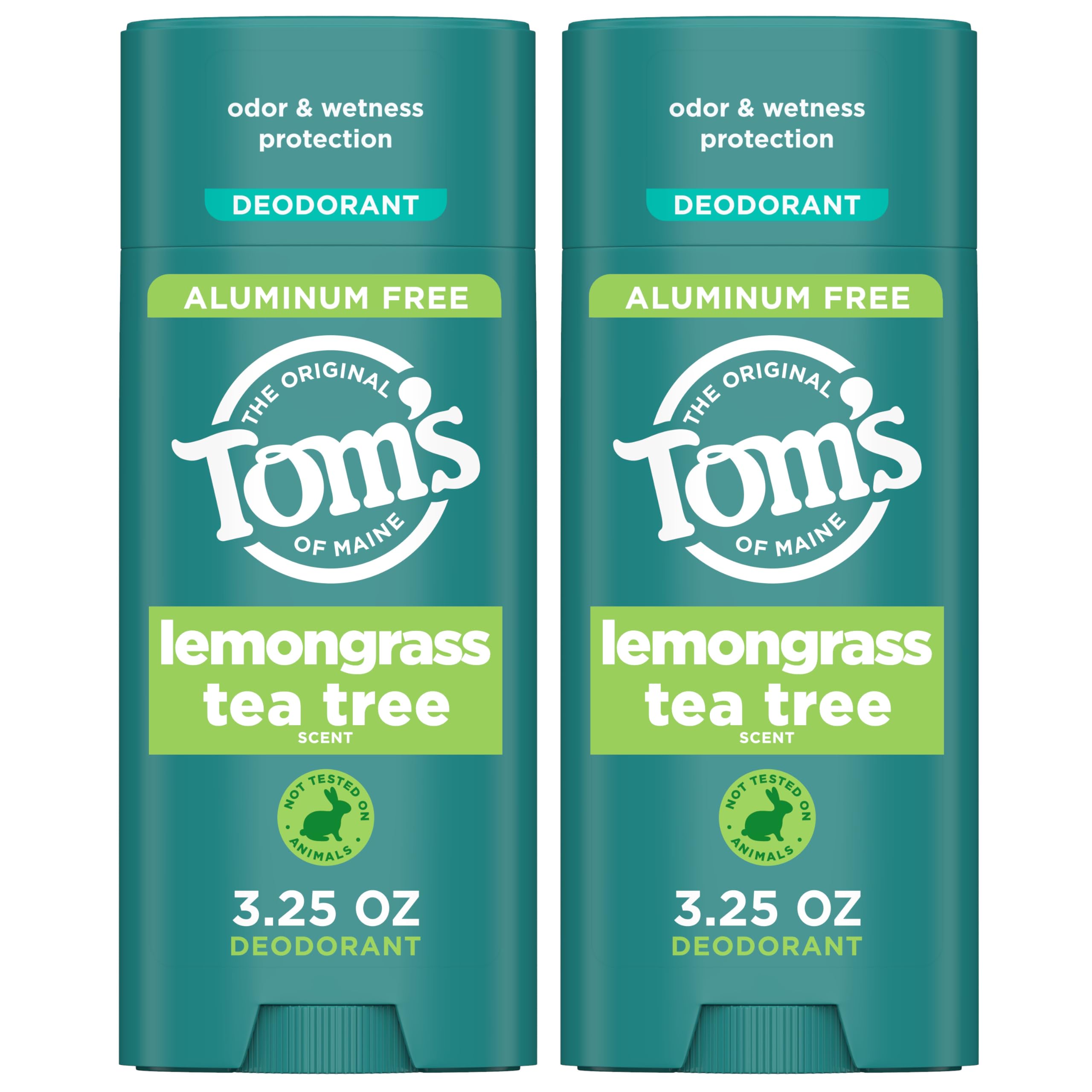 Tom's of Maine Lemongrass Tea Tree Aluminum-Free Deodorant – 2 Pack (3.25 oz)