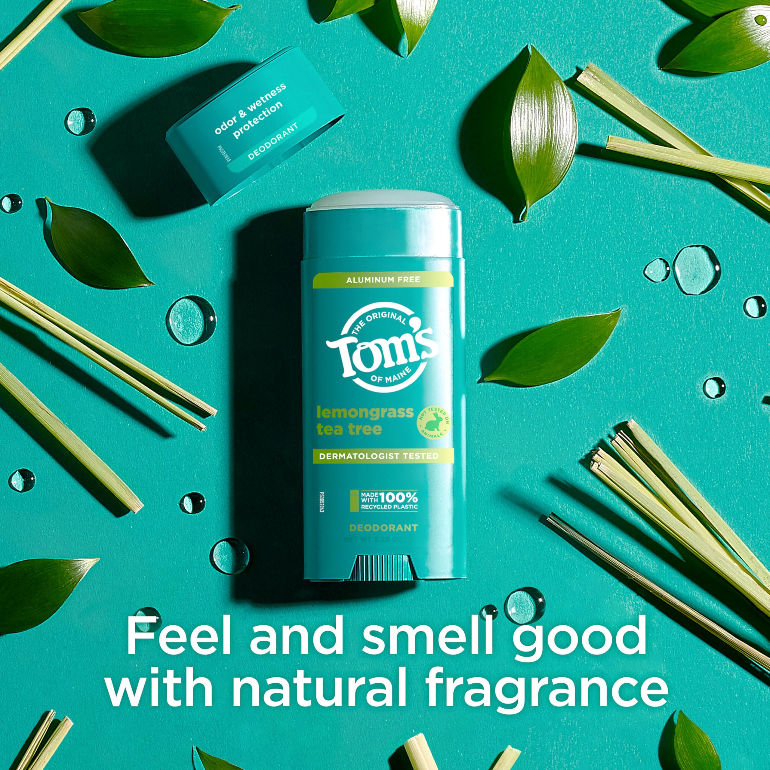 Tom's of Maine Lemongrass Tea Tree Aluminum-Free Deodorant – 2 Pack (3.25 oz)