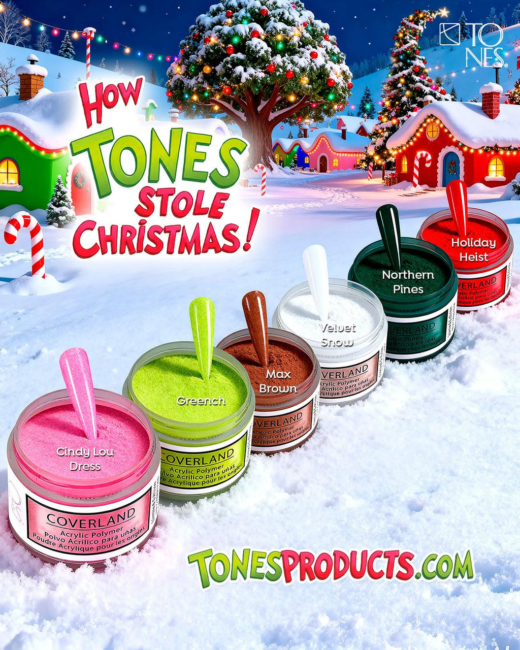 TONES Coverland Greench Acrylic Nail Powder – Limited Edition 1.5 oz for Nail Design & Masking Imperfections