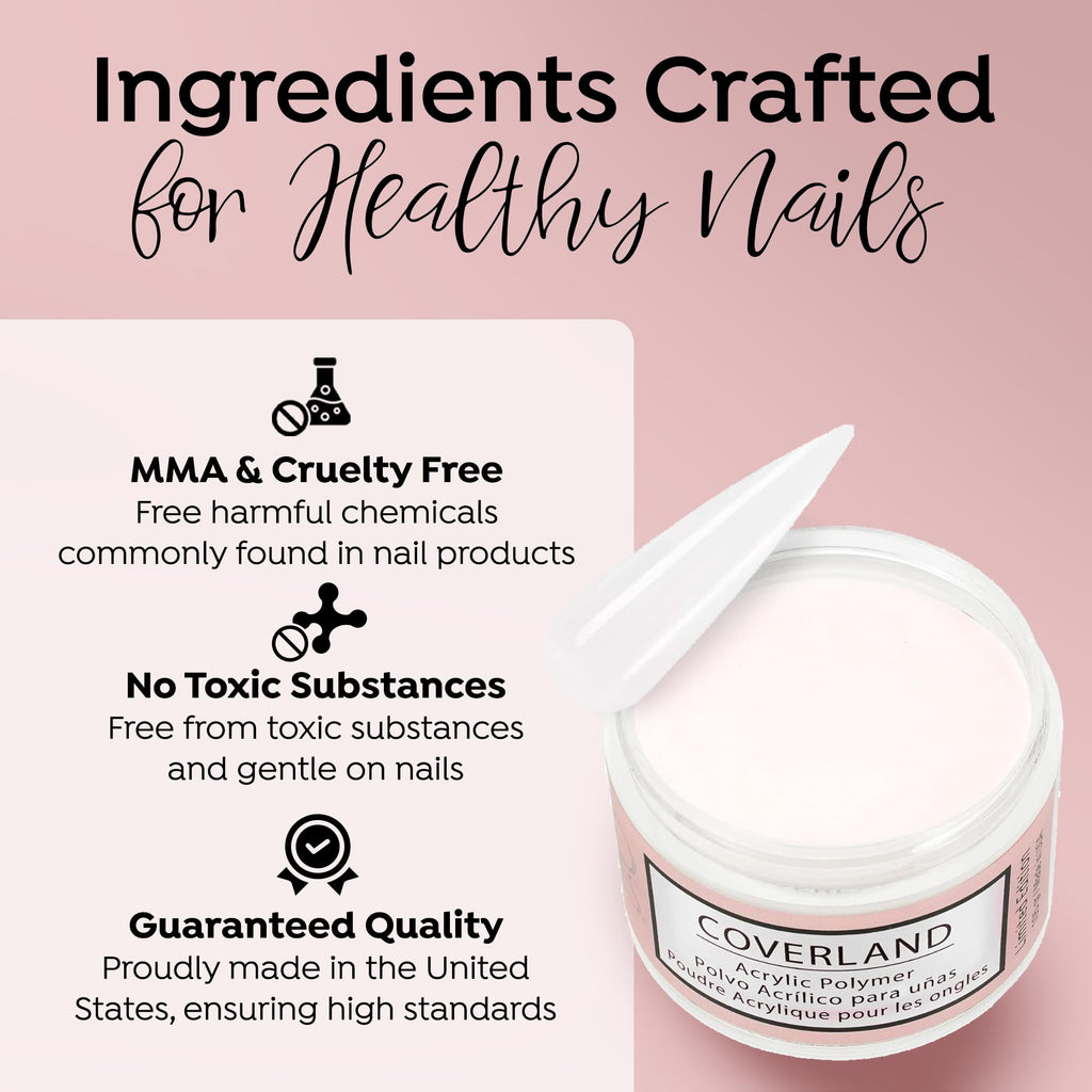 TONES Coverland Perfect White Acrylic Powder – 3.5oz Limited Edition | Strong, Long-Lasting, Bubble-Free Finish