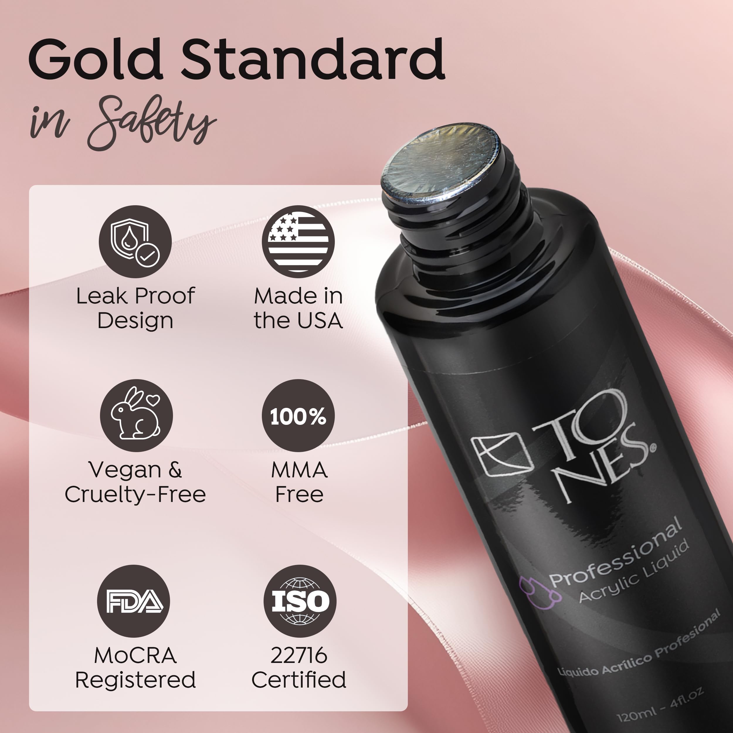 TONES Monomer Acrylic Nail Liquid – Watermelon (16 oz) MMA-Free, Self-Leveling