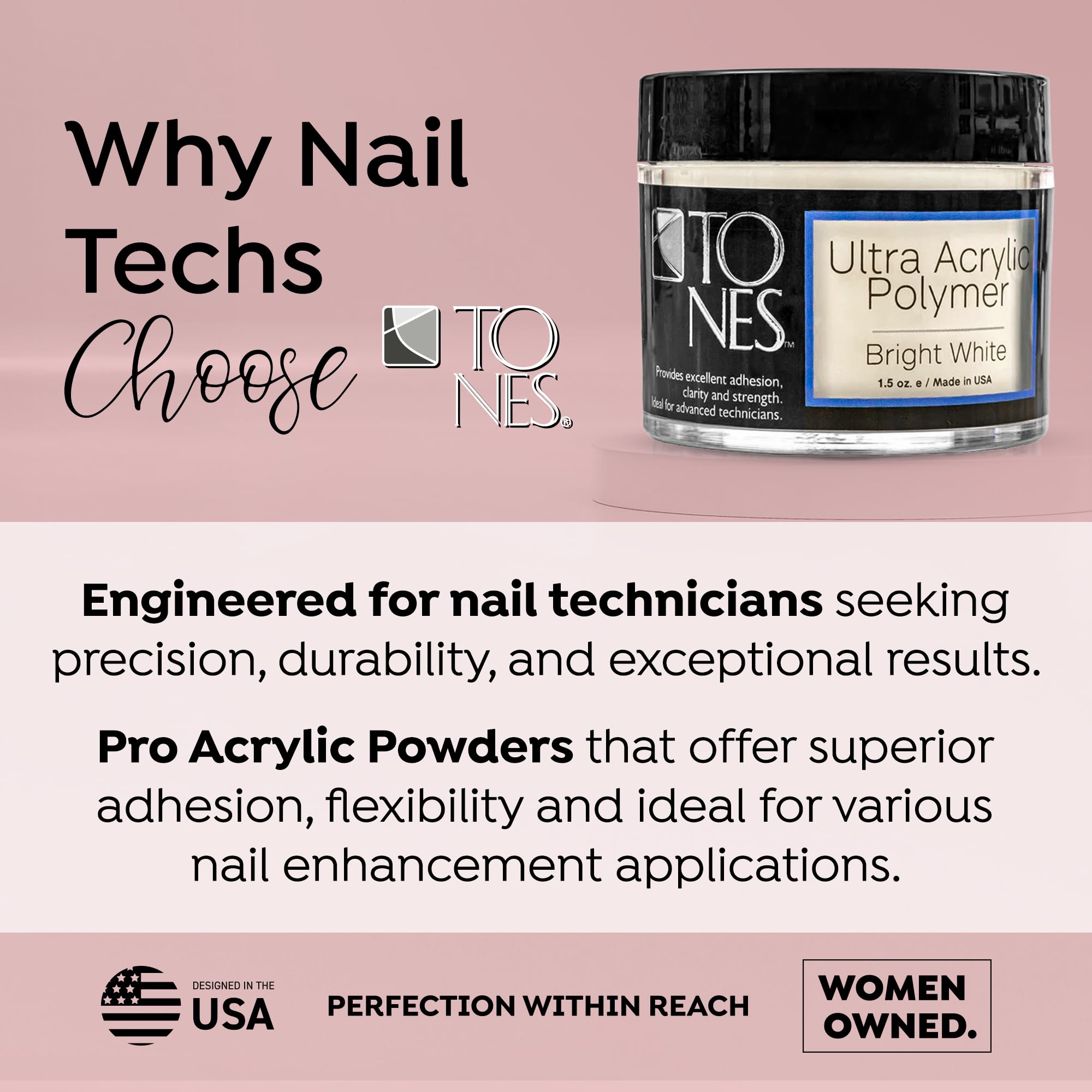 TONES Pro Acrylic Nail Powder: Sparkling White, Long-Lasting & Non-Yellowing