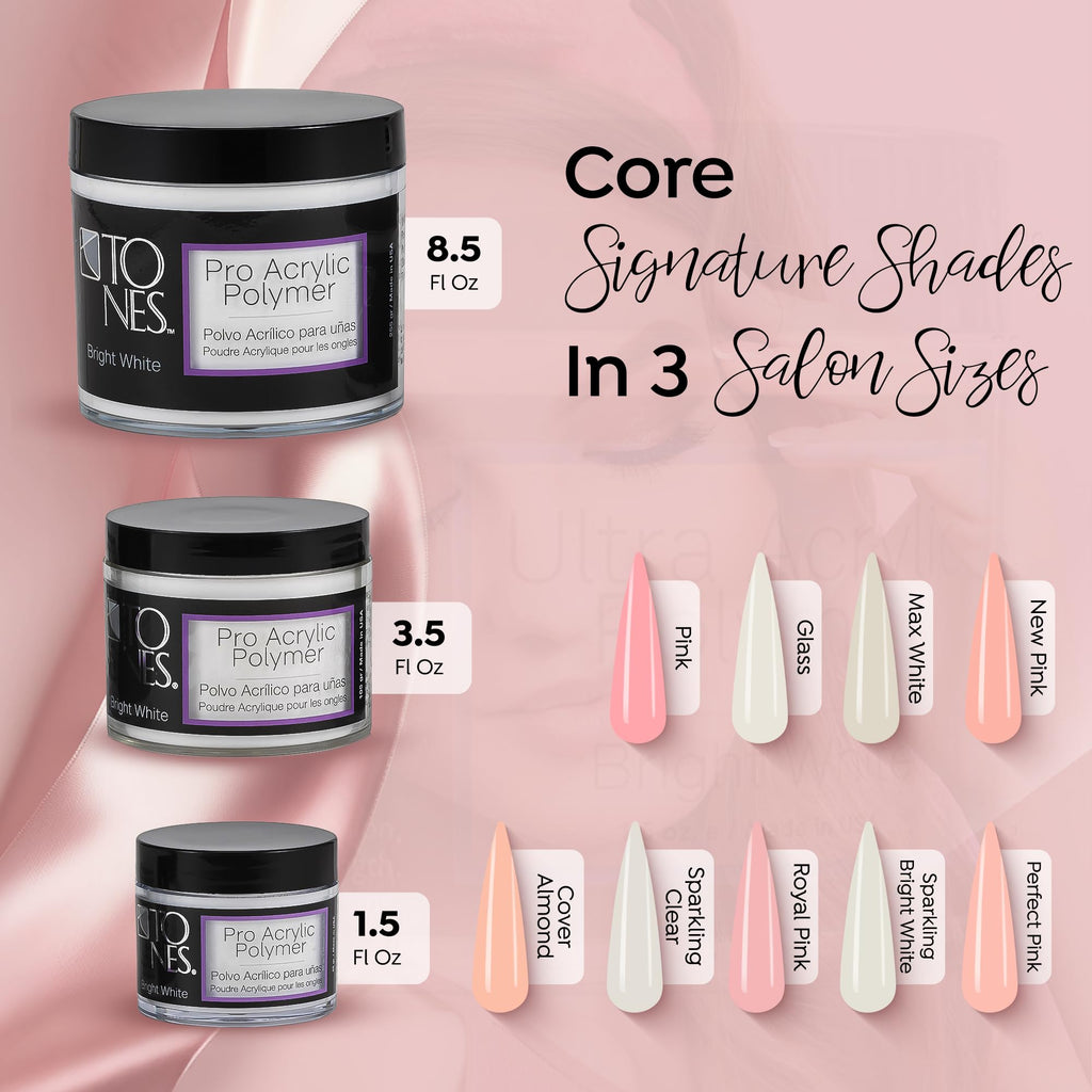 TONES Pro Acrylic Nail Powder: Sparkling White, Long-Lasting & Non-Yellowing