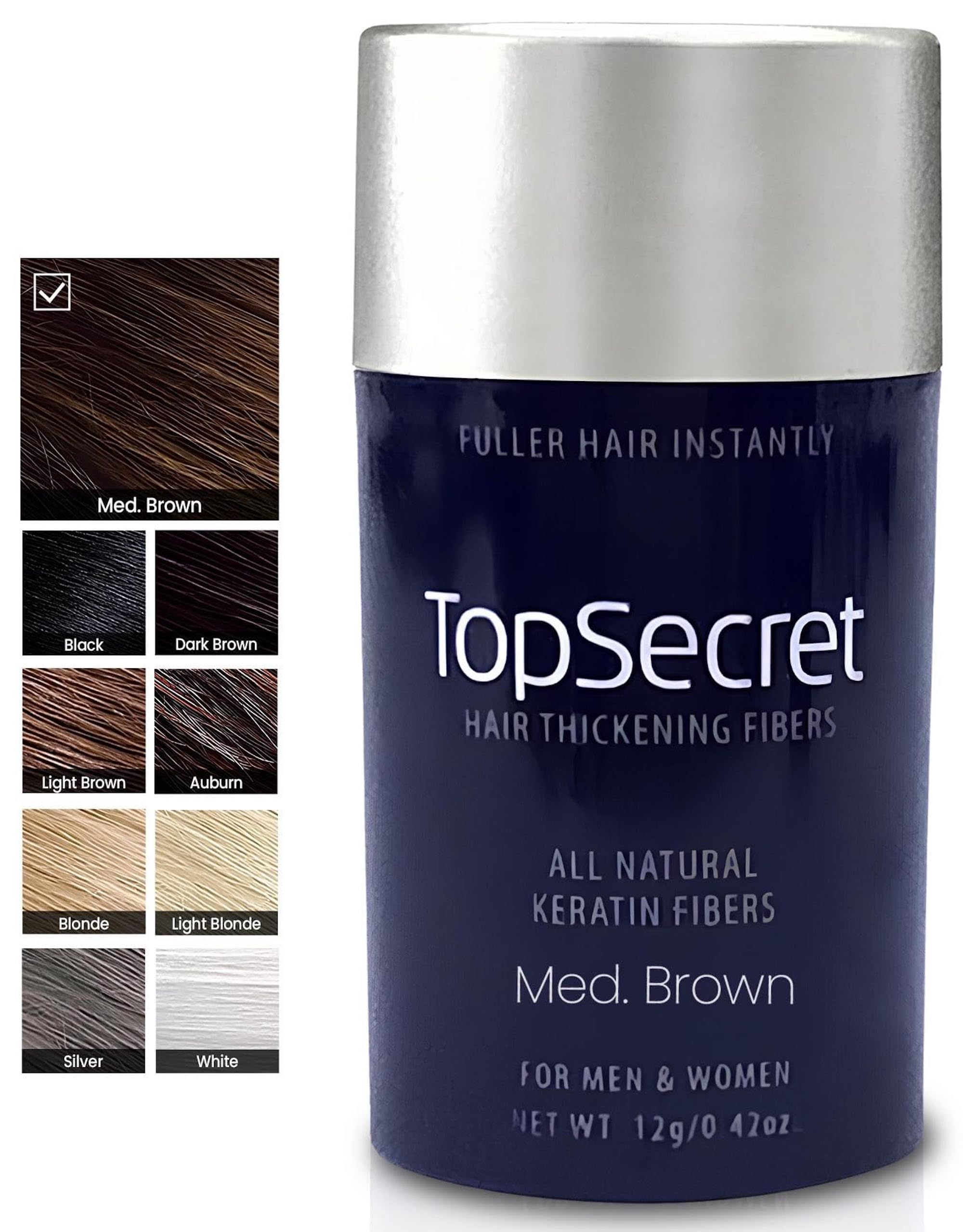 Top Secret Hair Building Fiber Refills – Undetectable Thickening for Men & Women (Medium Brown)