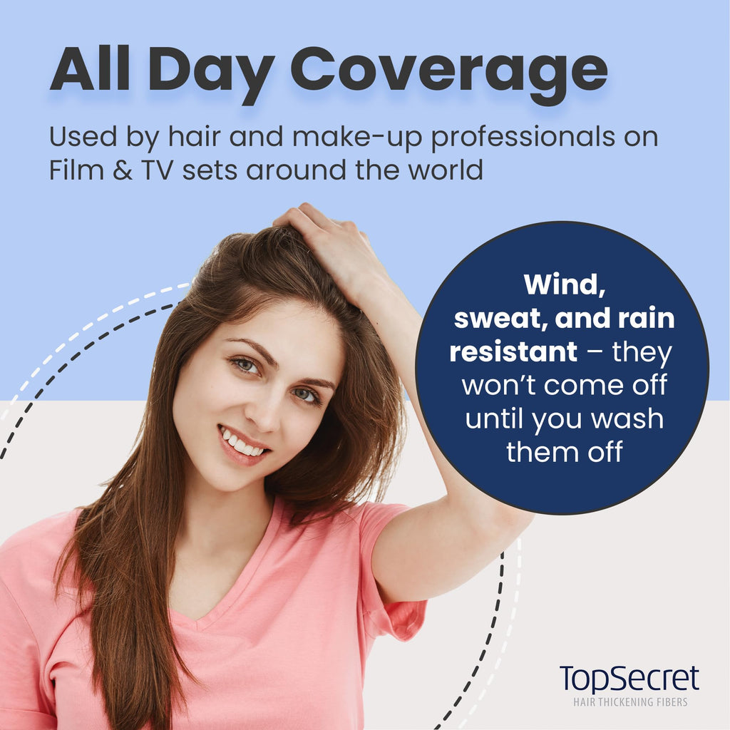 Top Secret Hair Thickening Fibers with Applicator Included – Undetectable, Natural Filler for Men & Women (Black, Large)