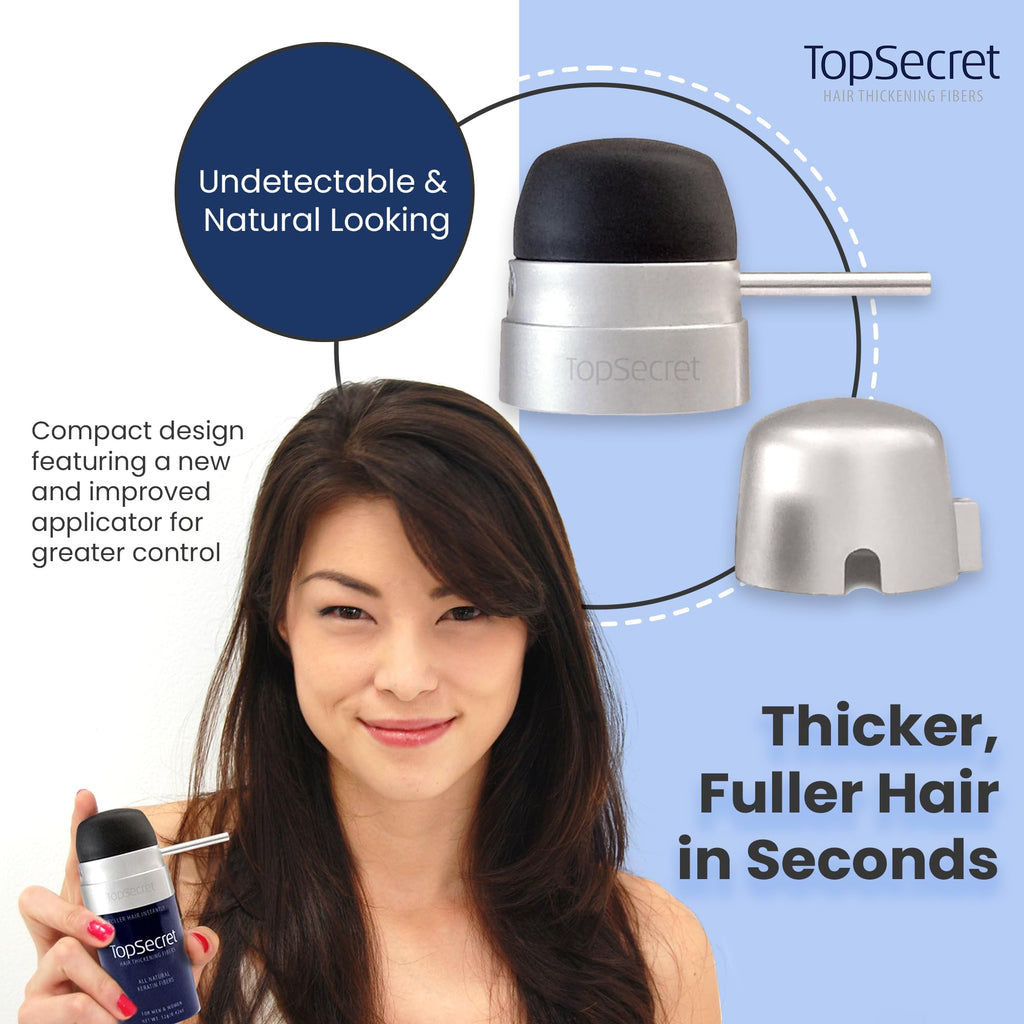 Top Secret Hair Thickening Fibers with Applicator Included – Undetectable, Weather-Resistant Fill for Men & Women (Medium Brown, Medium)