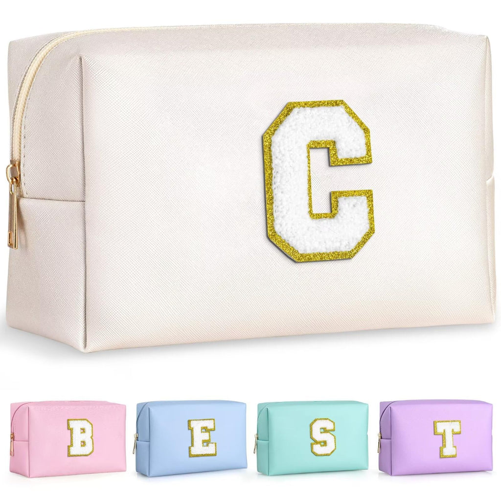 TOPEAST Personalized Preppy Makeup Bag – Pink Travel Cosmetic Bag, Gift for Women