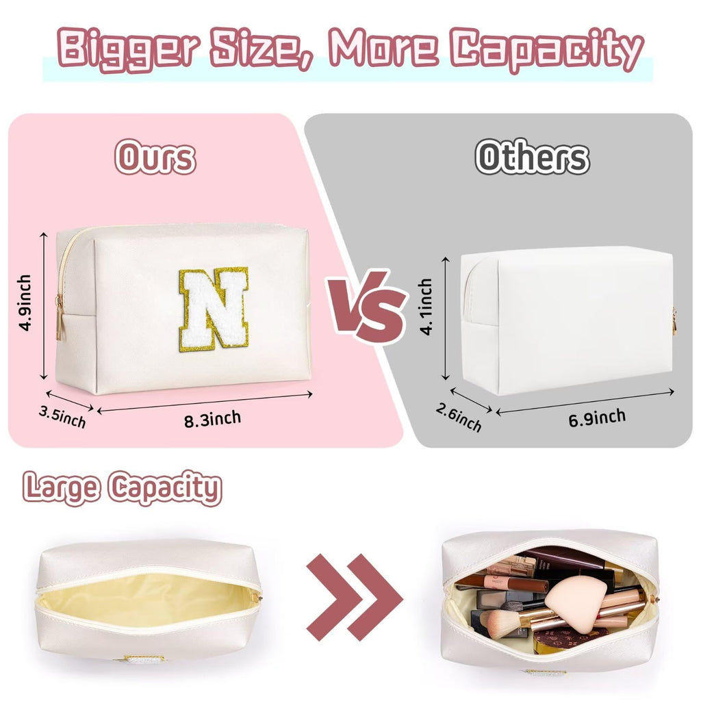 TOPEAST Personalized Preppy Makeup Bag – Pink Travel Cosmetic Bag, Gift for Women