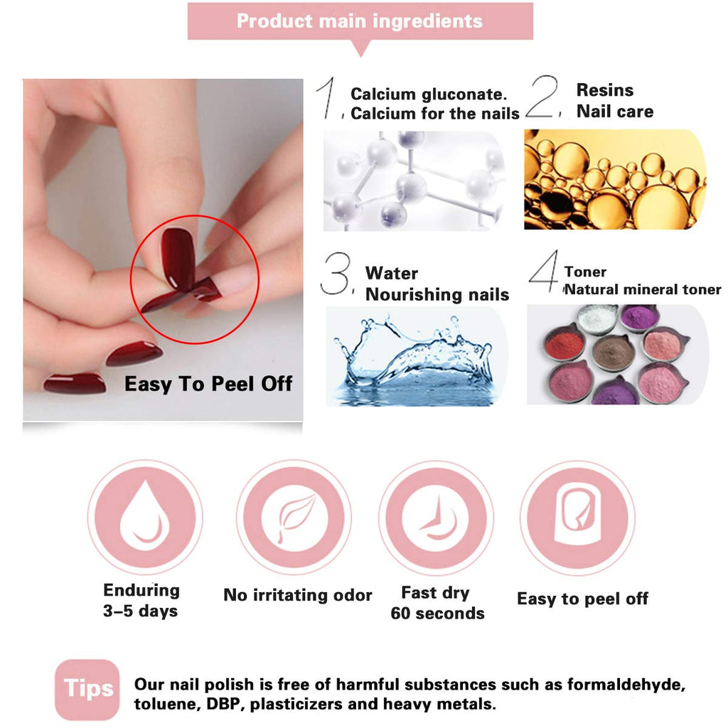 Tophany Non-Toxic Water-Based Nail Polish Set – Peelable & Fast-Drying (12 x 5ml)