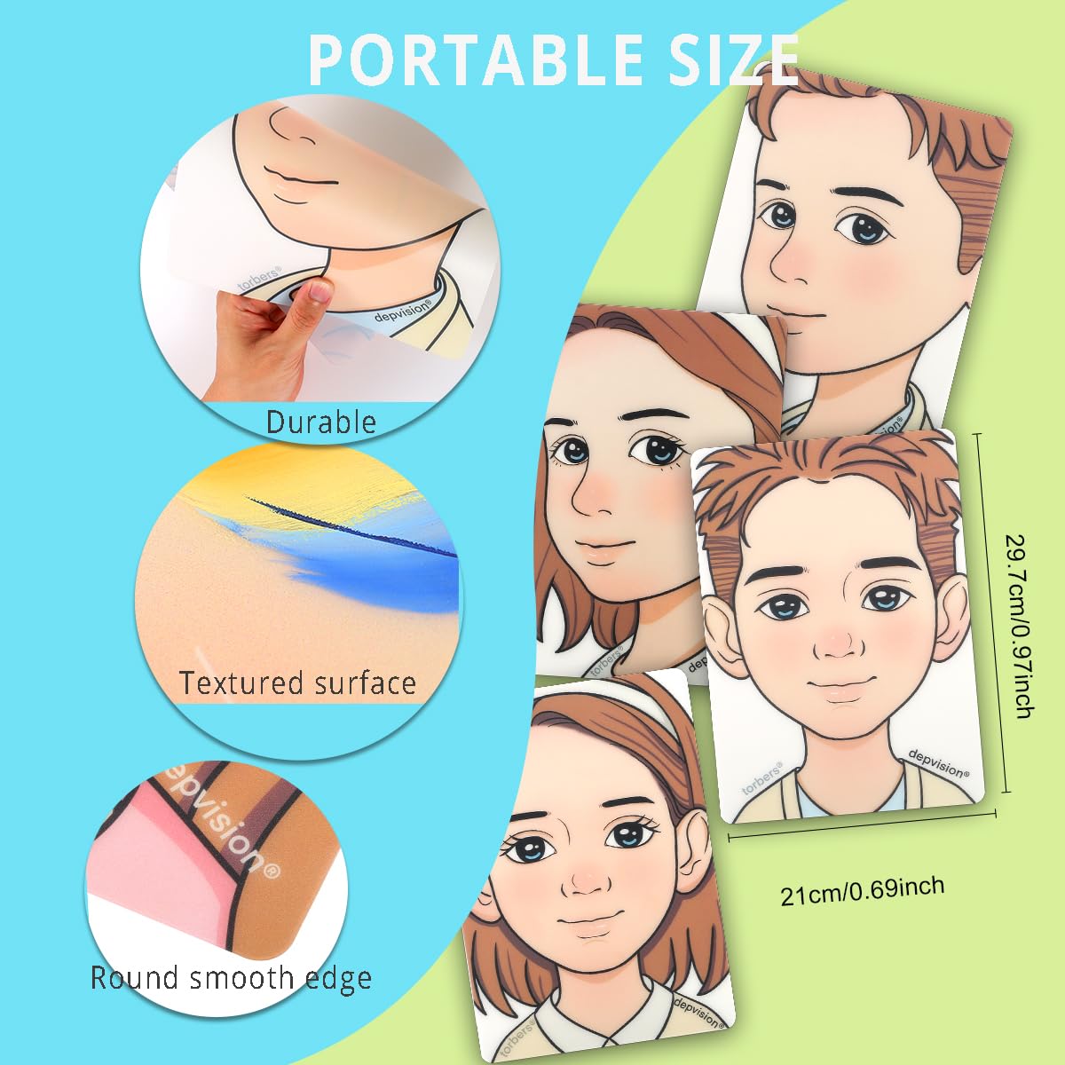 Torbers Depvision Reusable Face Paint Practice Board – 4 Colorful A4 Templates for Kids