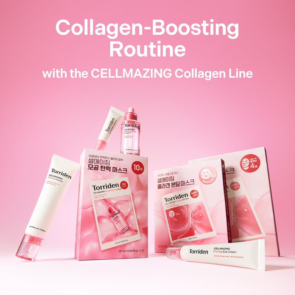 Torriden CELLMAZING Collagen Firming Gel Sheet Mask – Face & Neck (4 Pack) | 5D Collagen Complex