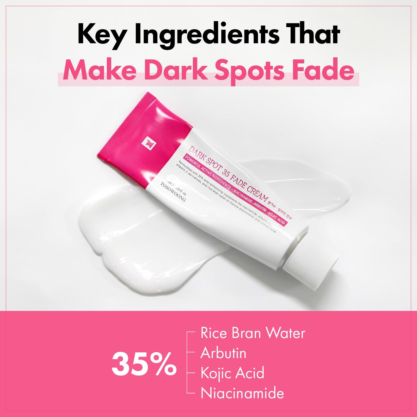 TOSOWOONG Dark Spot 35 Fade Cream | Arbutin, Kojic Acid, Niacinamide - Korean Skincare 50ml