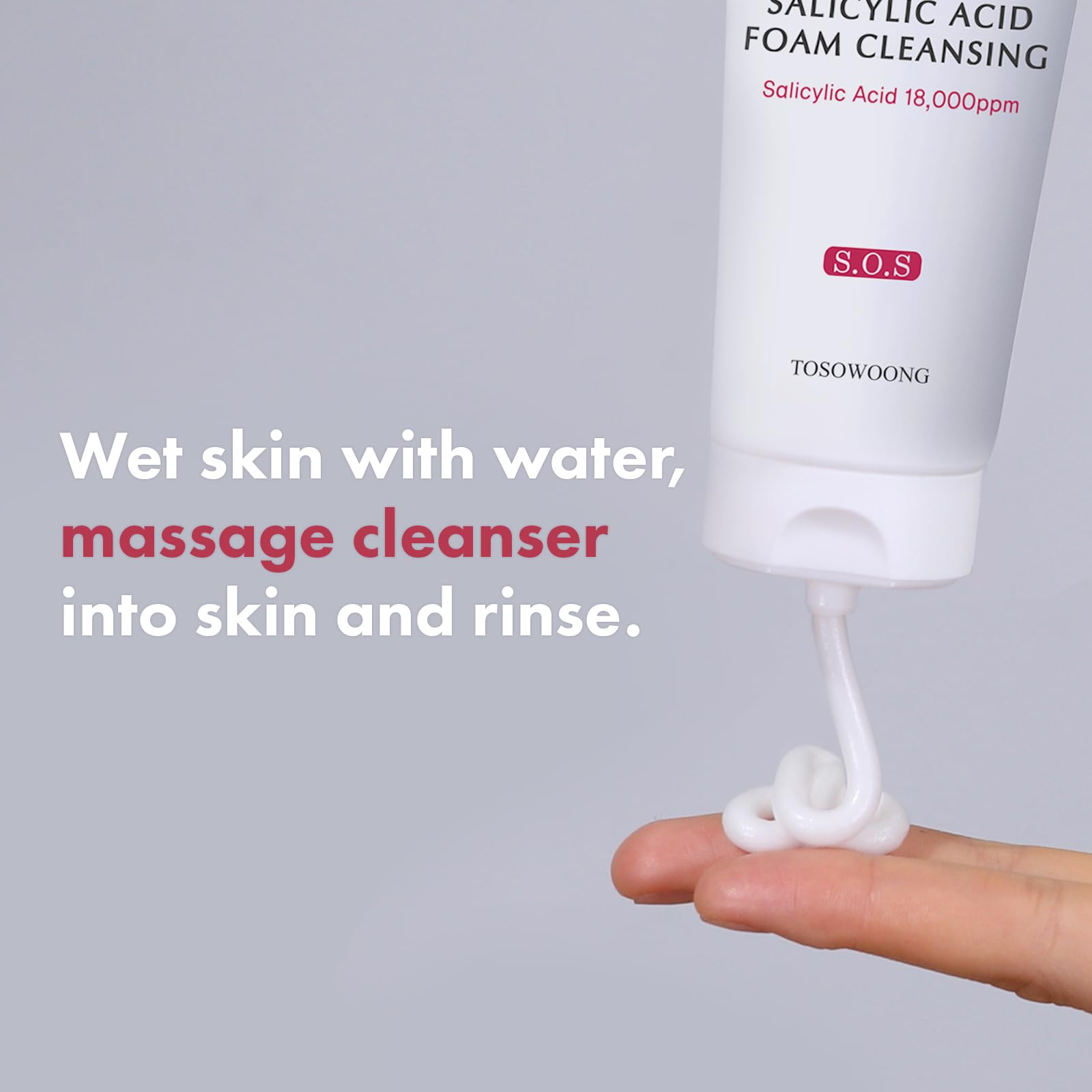 TOSOWOONG Salicylic Acid Foam Cleanser – Deep Pore Cleansing for Oily Skin, 18,000ppm SA, 100ml