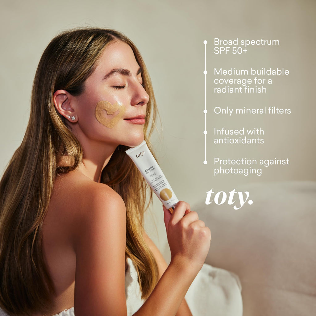 Toty Lumina CC Cream SPF 50+ | 100% Mineral Color Correcting Cream – Medium Coverage Foundation & Broad Spectrum Sunscreen