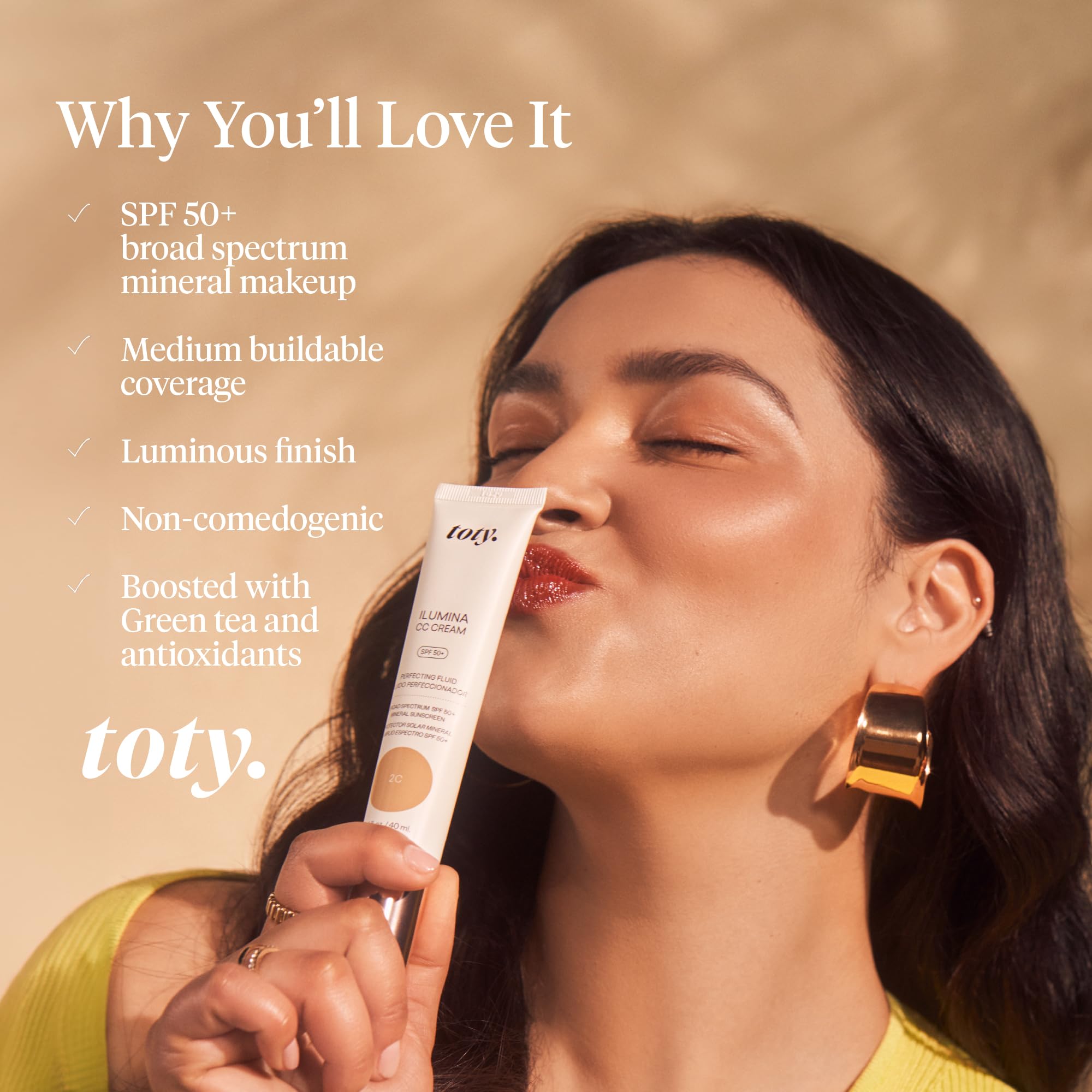 Toty Lumina CC Cream SPF 50+ | 100% Mineral Color Correcting Cream – Medium Coverage Foundation & Broad Spectrum Sunscreen