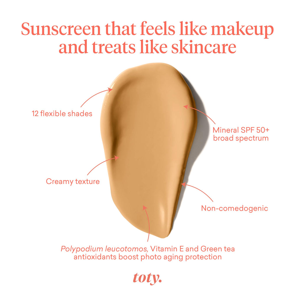 Toty Lumina CC Cream SPF 50+ – 100% Mineral Color Correcting Foundation in Peachy Beige (Medium Coverage)