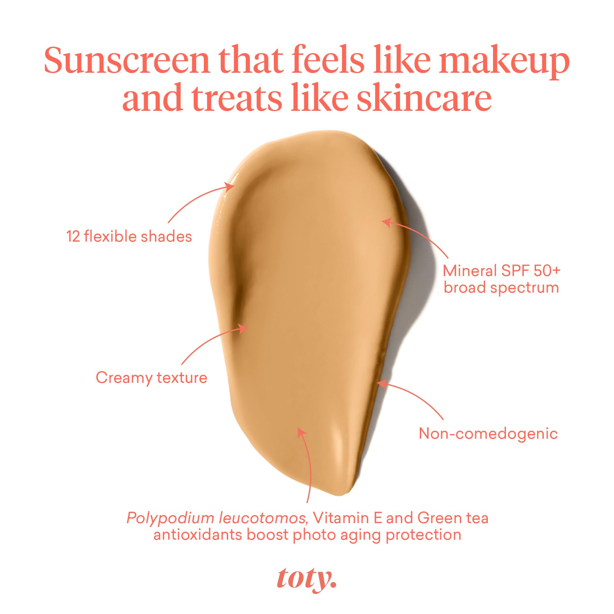 Toty Lumina CC Cream SPF 50+ – 100% Mineral Color Correcting Foundation in Peachy Beige (Medium Coverage)