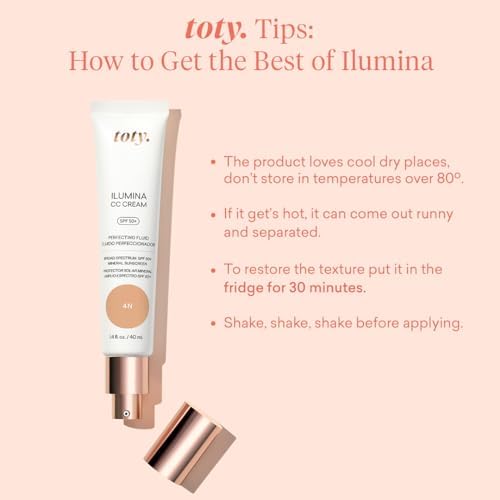 Toty Lumina CC Cream SPF 50+ – 100% Mineral Color Correcting Foundation in Peachy Beige (Medium Coverage)