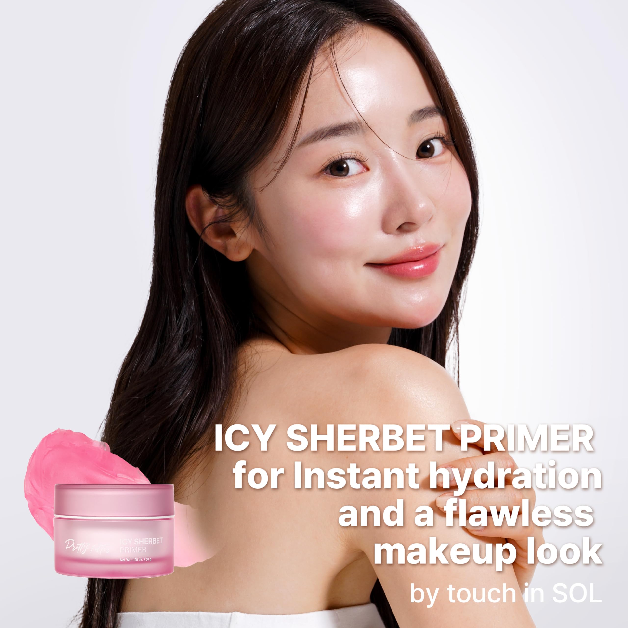 Touch in Sol Icy Sherbet Primer – Hydrating, Silicone-Free Gel Primer for Pores & Wrinkles | Cooling Effect