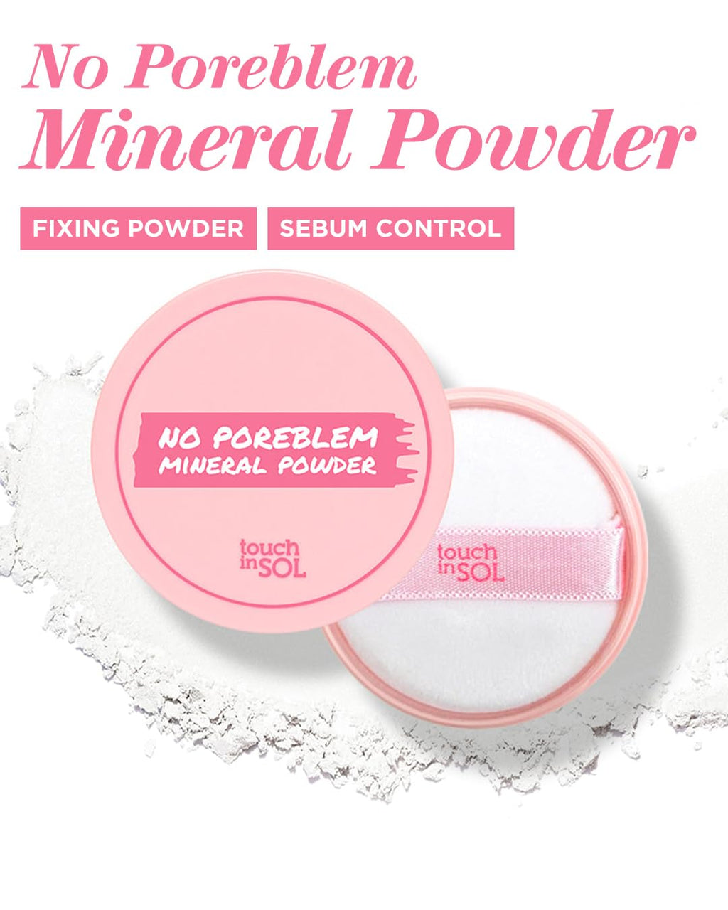 Touch in Sol No Poreblem Mineral Powder – Oil-Control Setting Powder for Oily Skin, Translucent Blurring Finish (0.17 oz)
