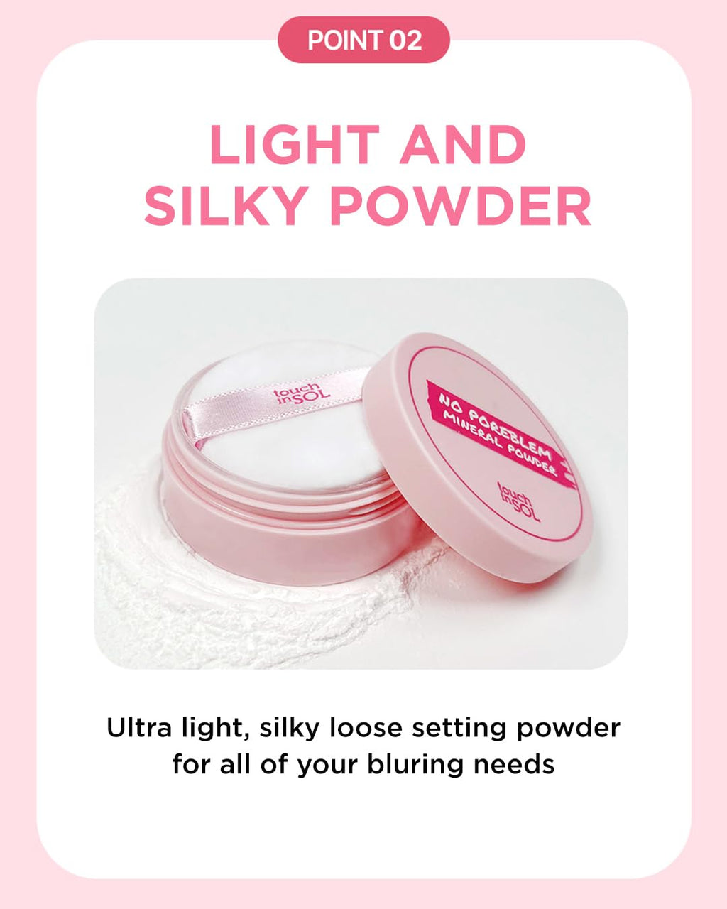 Touch in Sol No Poreblem Mineral Powder – Oil-Control Setting Powder for Oily Skin, Translucent Blurring Finish (0.17 oz)