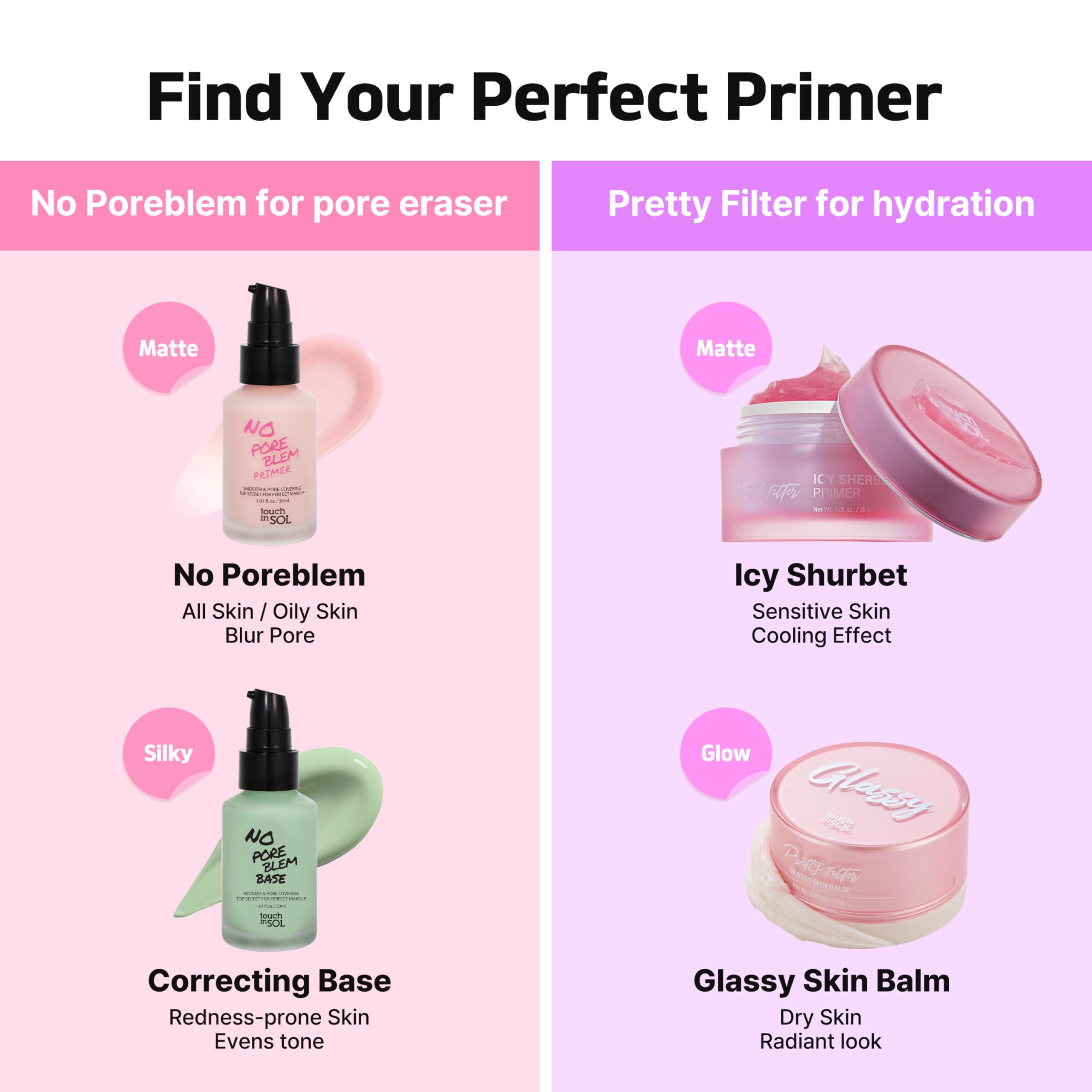 Touch in Sol No Poreblem Primer – Pore-Minimizing Matte Primer for Oily Skin | K-Beauty