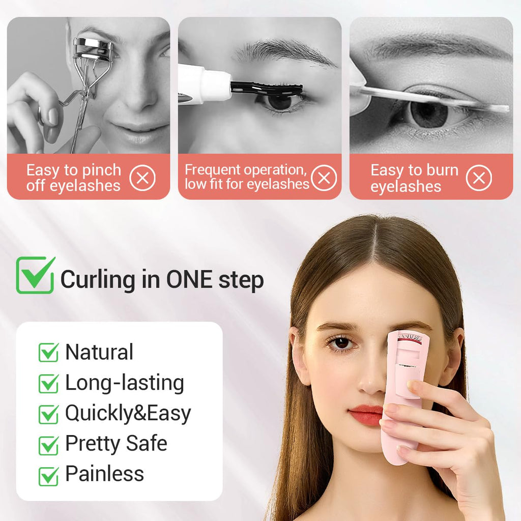 TOUCHBeauty Heated Eyelash Curler with LED Display — 3 Temp Settings (55–75°C) Pink AG-2316
