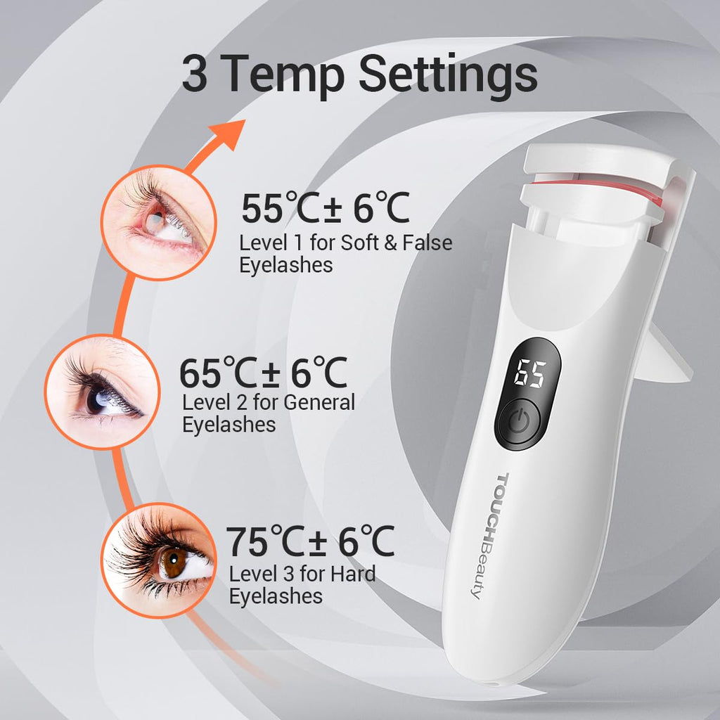 TOUCHBeauty Heated Eyelash Curler AG-2316 – LED Display, 3-Level Temperature, USB Rechargeable