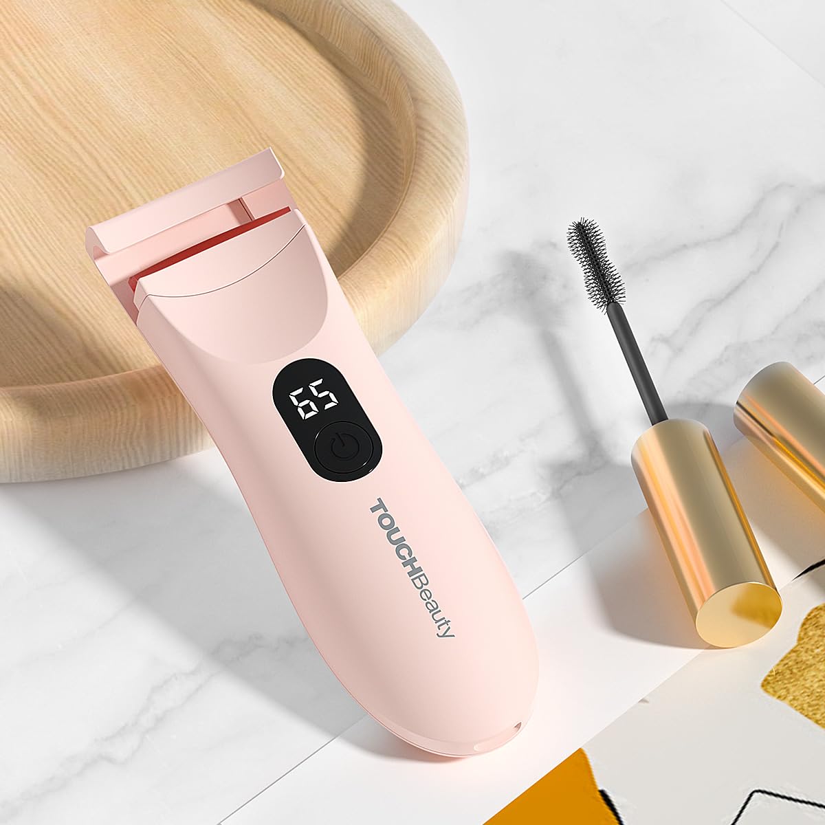 TOUCHBeauty Heated Eyelash Curler with LED Display — 3 Temp Settings (55–75°C) Pink AG-2316