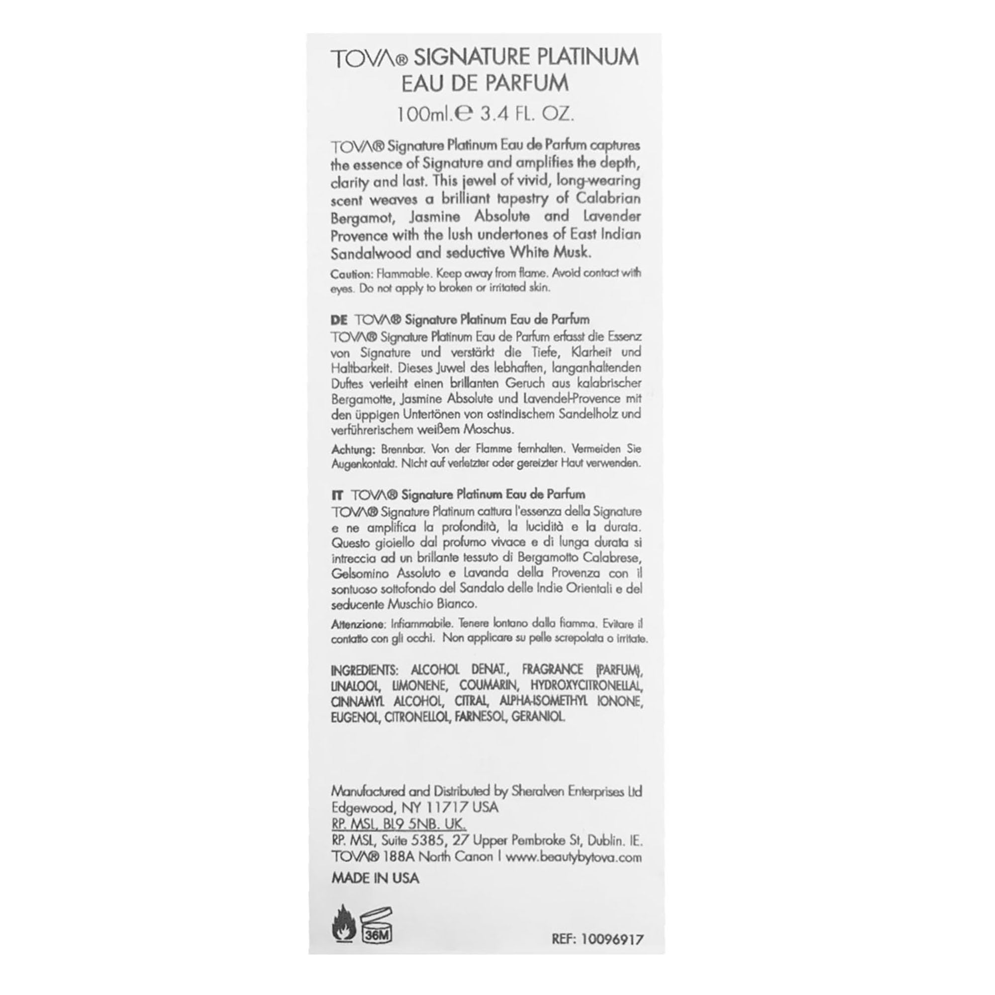 TOVA Signature Platinum Eau de Parfum - 3.4 oz