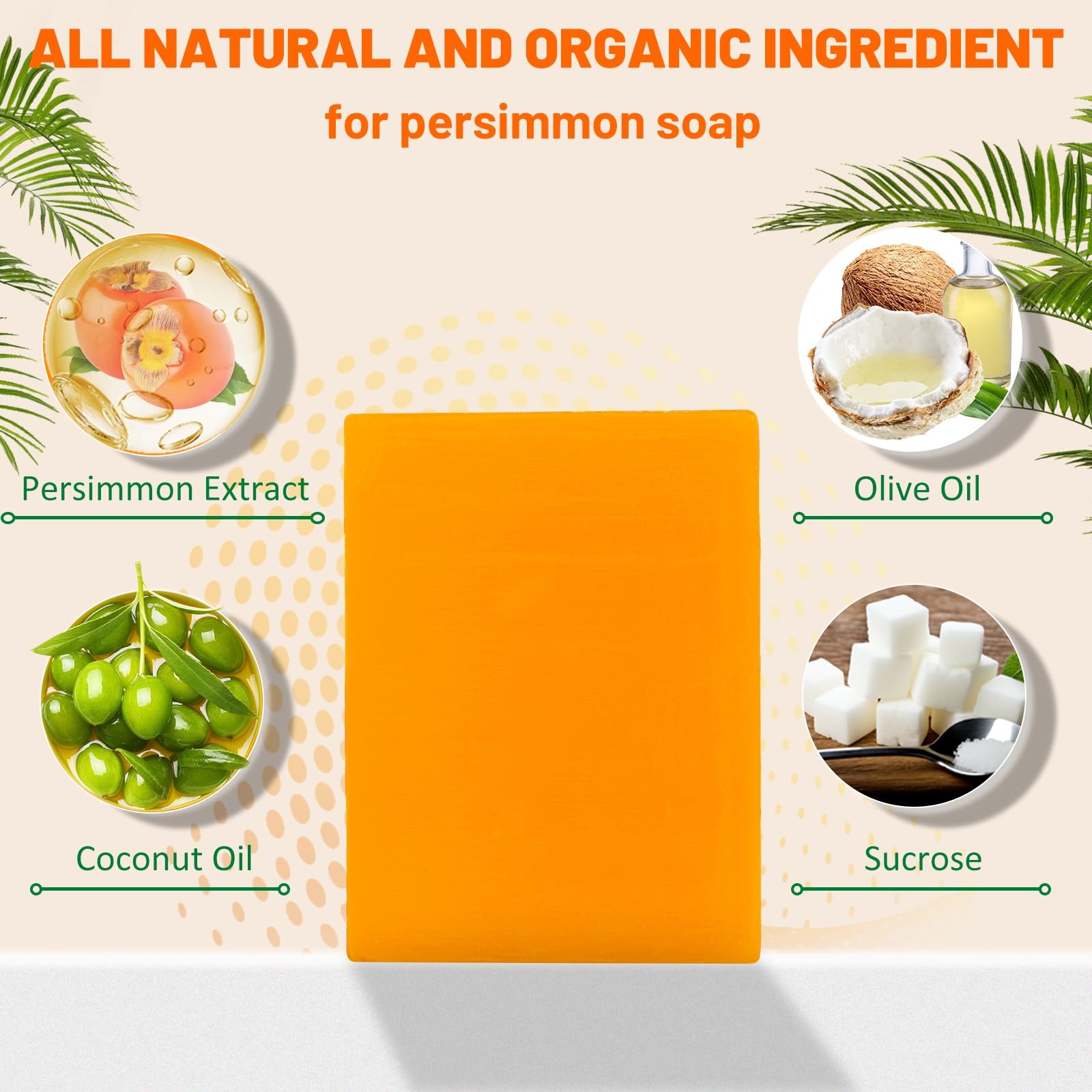 tovaginsh 3Pack Persimmon Soap Bar – Natural Odor Control for All Ages