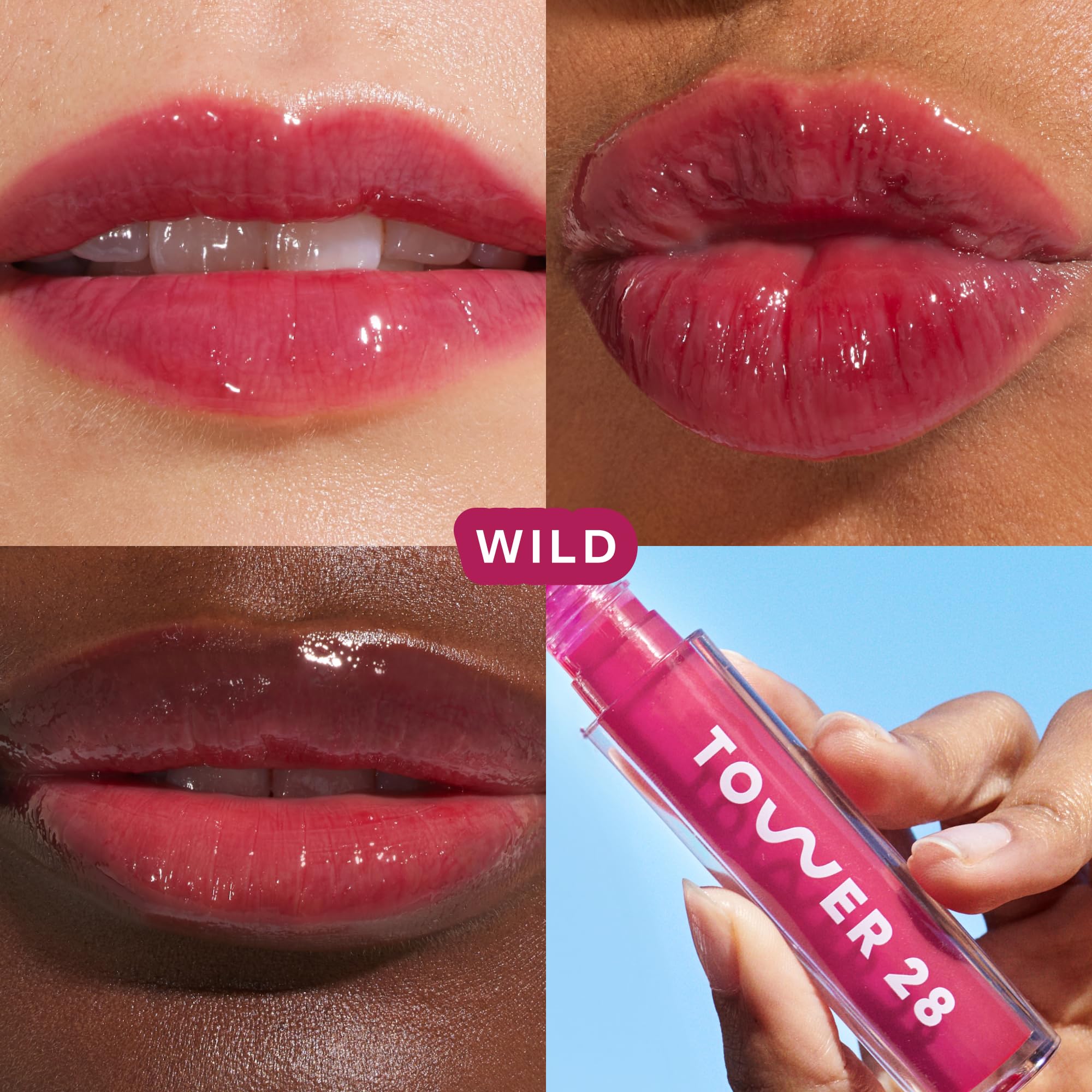 Tower 28 ShineOn Lip Gloss Jelly Hydrating Tinted Lip Balm Wild Raspberry