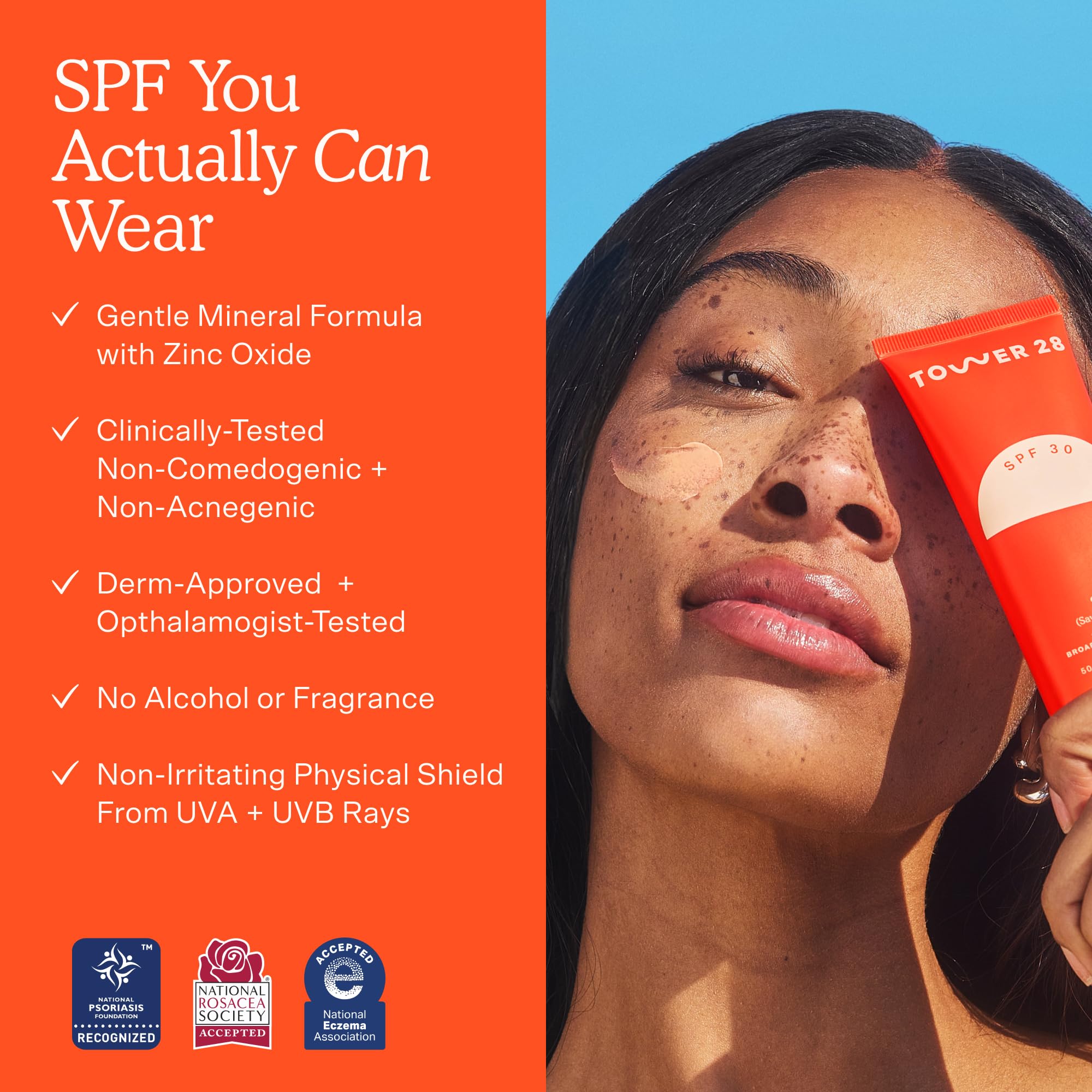 Tower 28 SOS FaceGuard SPF 30 — Mineral Sunscreen for Sensitive Skin with Ceramides | Lightweight, Non-Greasy Face Sunscreen (2.3 oz)