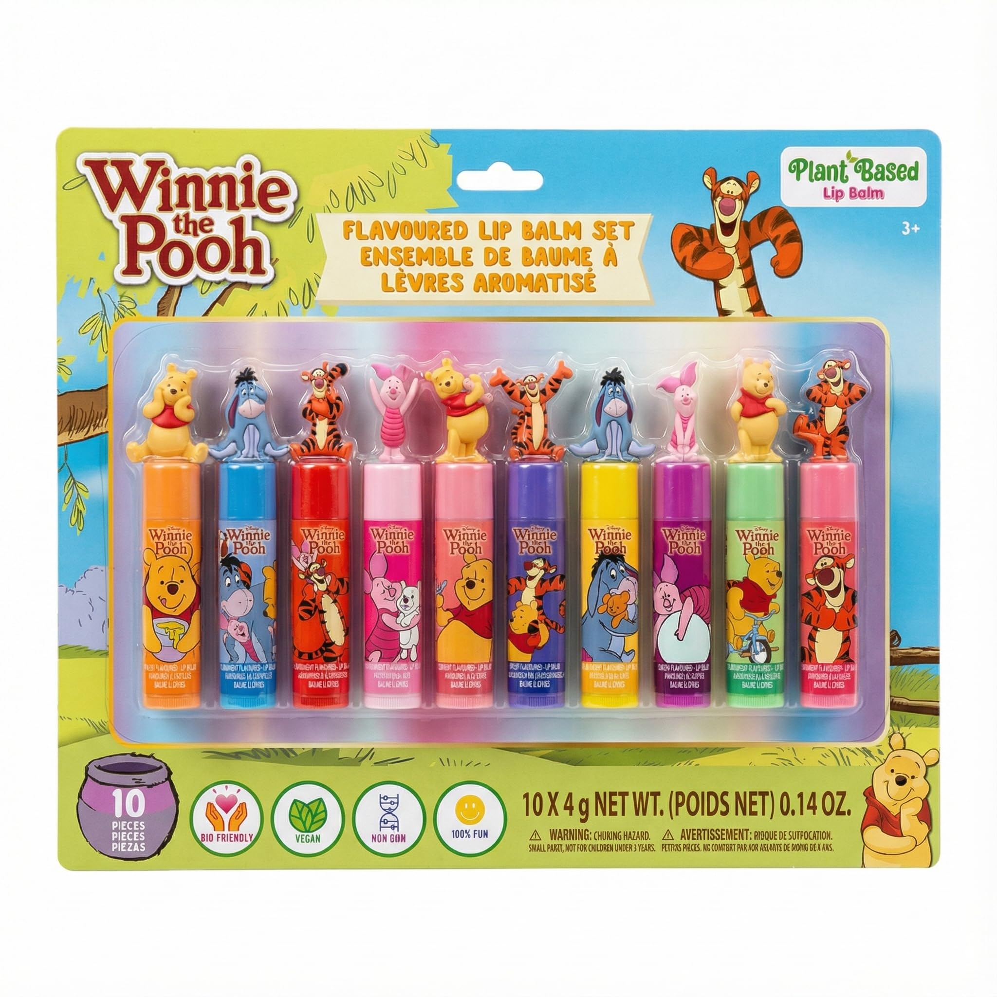 Townley Girl Winnie the Pooh 10-Piece Plant-Based Lip Balm Set – Kid-Friendly Gift