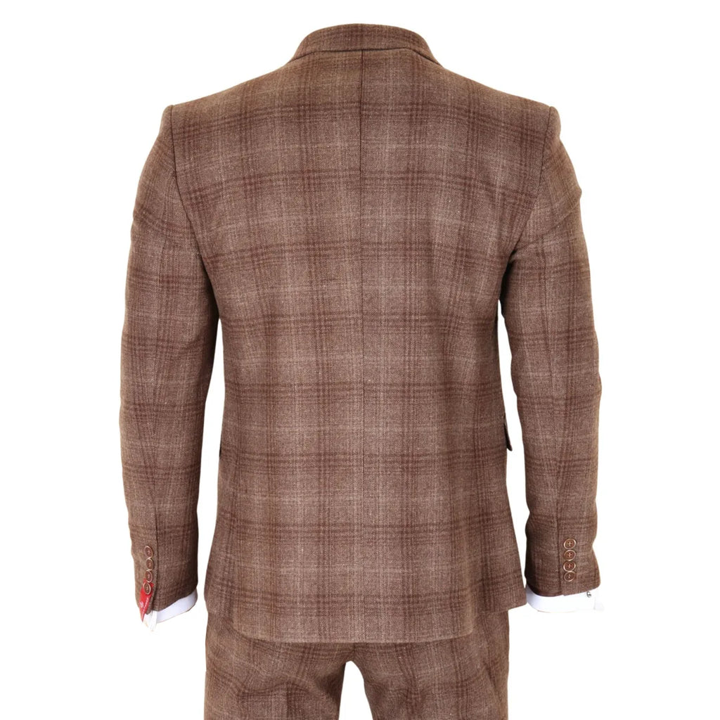 TP-31 - Men's Brown Tweed Check 3 Piece Suit