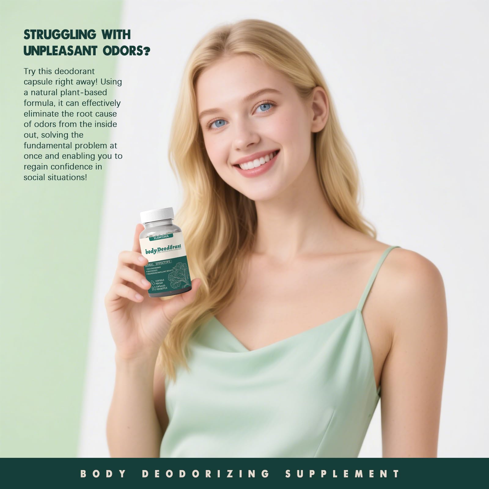 TQIUH Body Deodorizing Supplement – Plant-Based Odor Control, 90 Capsules
