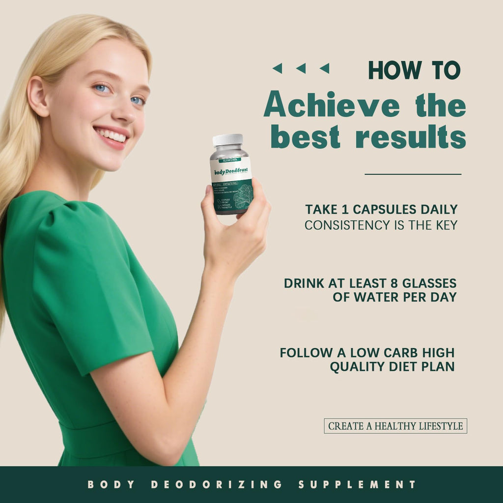 TQIUH Body Deodorizing Supplement – Plant-Based Odor Control, 90 Capsules