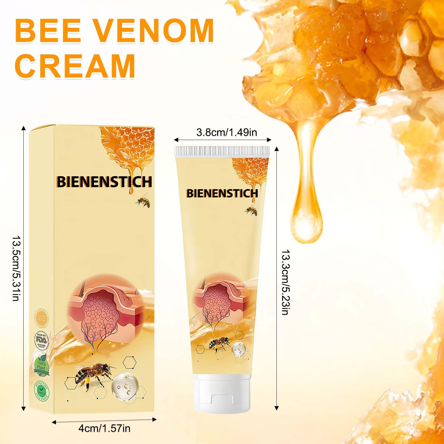 Traboto Bee Venom Cream (2 Pcs) – Professional Skin Care for Neck, Back, Hands, Feet