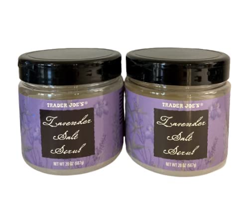 Trader Joe's Lavender Salt Scrub 20oz Jar – 2-Pack with Wooden Spoons