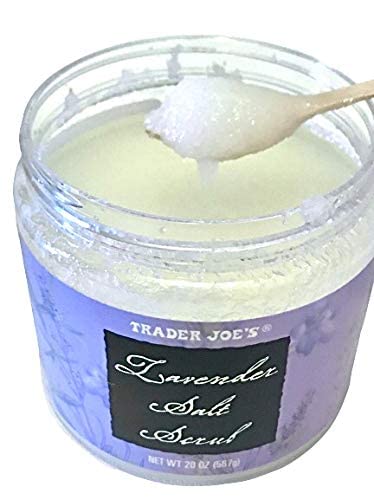 Trader Joe's Lavender Salt Scrub 20oz Jar – 2-Pack with Wooden Spoons