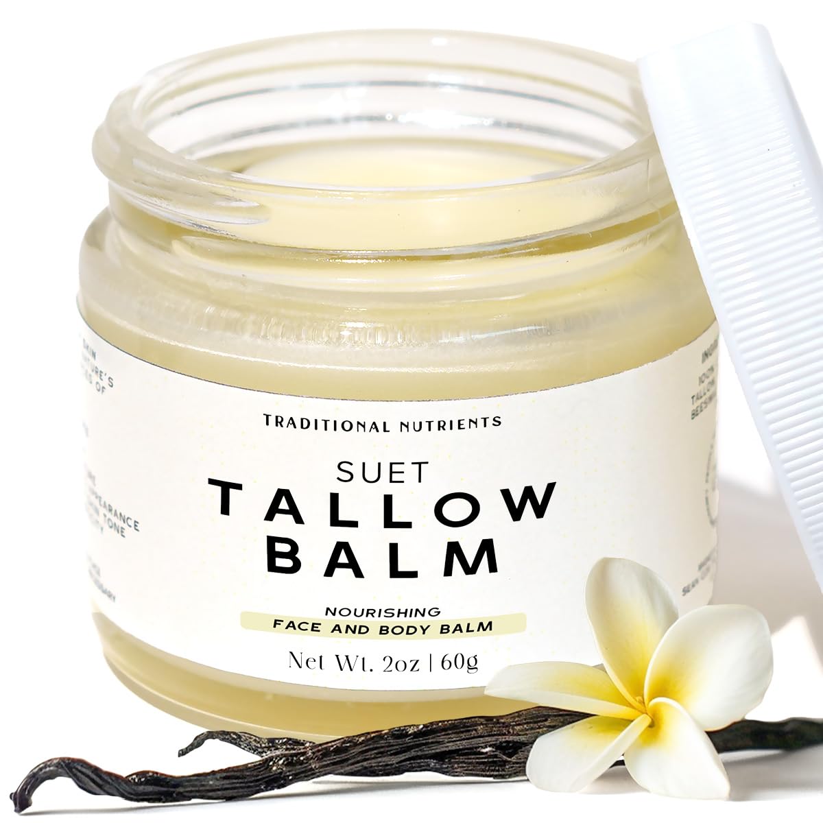 TRADITIONAL NUTRIENTS Tallow Balm – Vanilla Bean, Honey & Beeswax, Grass-Fed Suet Tallow
