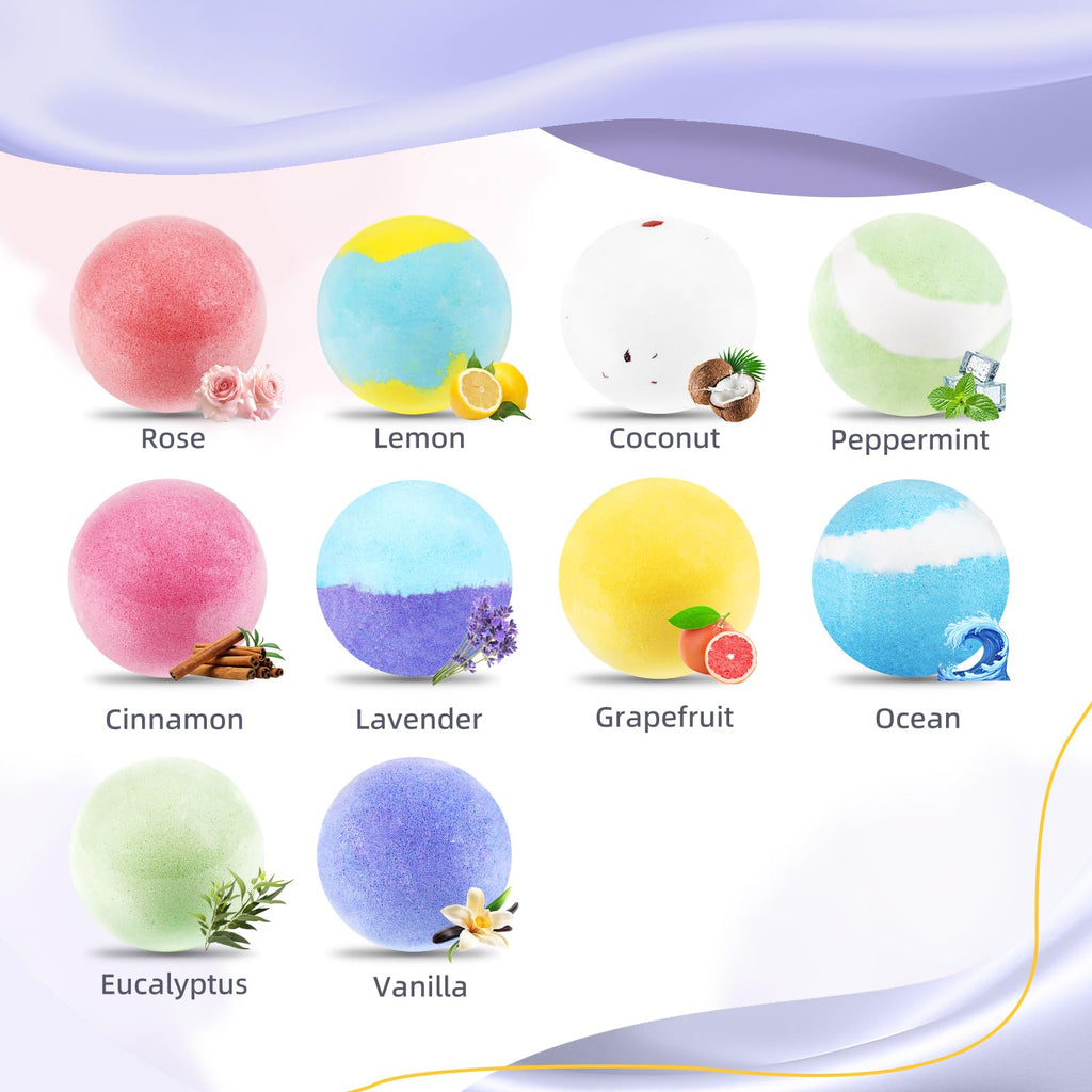 TranquilBliss Bath Bombs 50‑Pack Set – 10 Scents, Natural Moisturizing Bubbles, Gift‑Ready