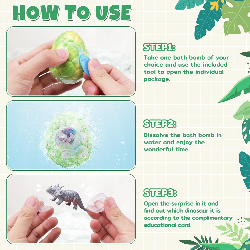 TranquilBliss Dino Egg Bath Bombs for Kids – 6-Pack with Surprises