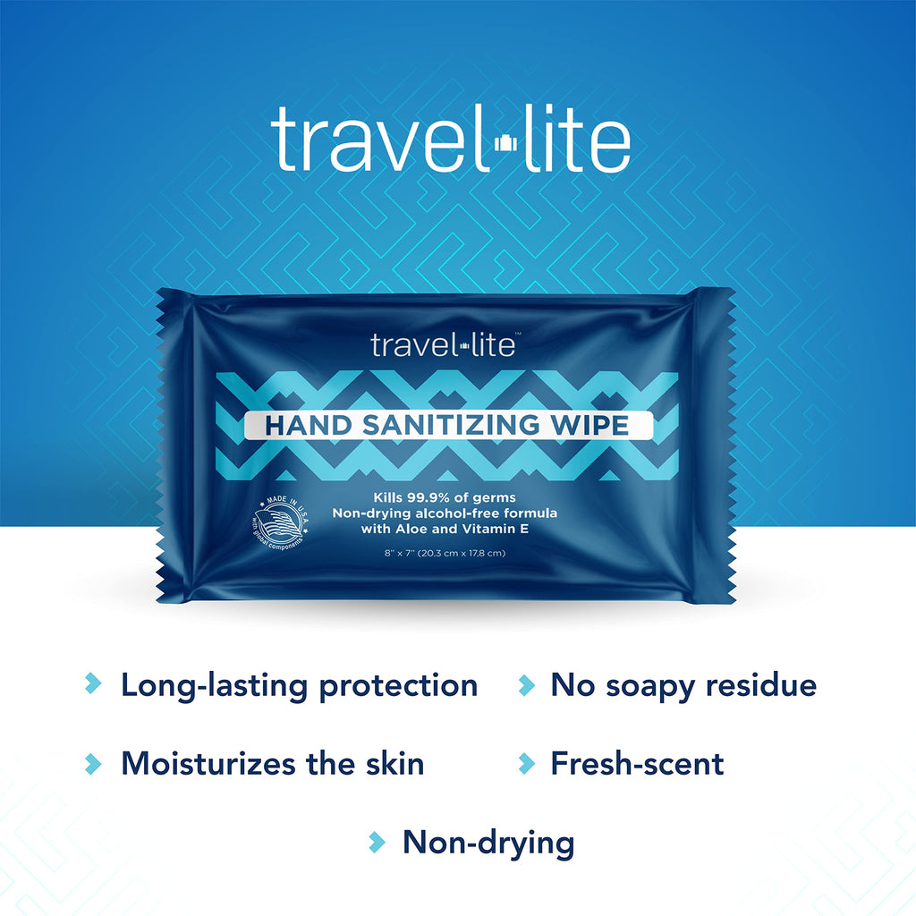 Travel Lite Alcohol-Free Hand Wipes with Aloe Vera & Vitamin E – 200 Count